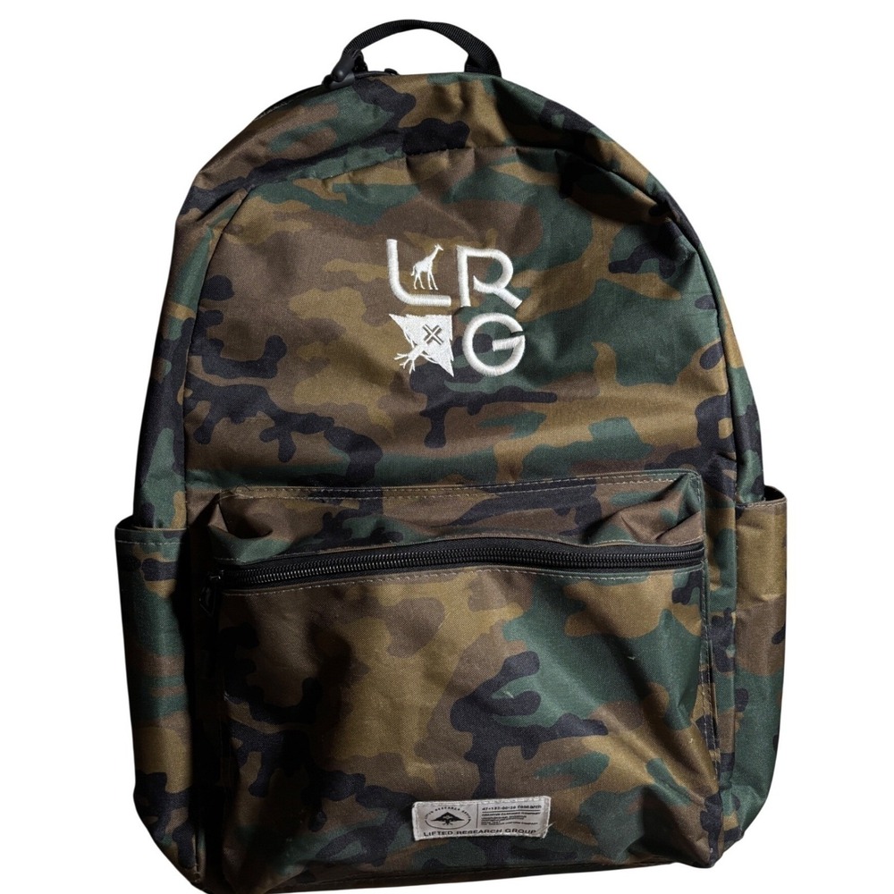 LRG Lifted Research Group Camo Backpack Woodland Camouflage Embroidered Logo Bag